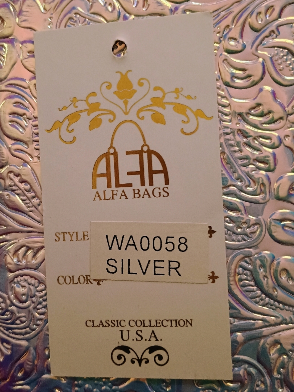 PRICE FIRM NWT ALBA Blue Iridescent Embossed Zip Wallet - Picture 4 of 4